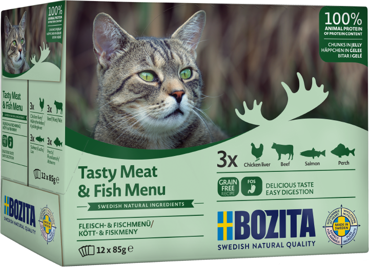 BOZITA Katzen-Nassfutter Fisch & Fleisch Häppchen in Gelee Multibox